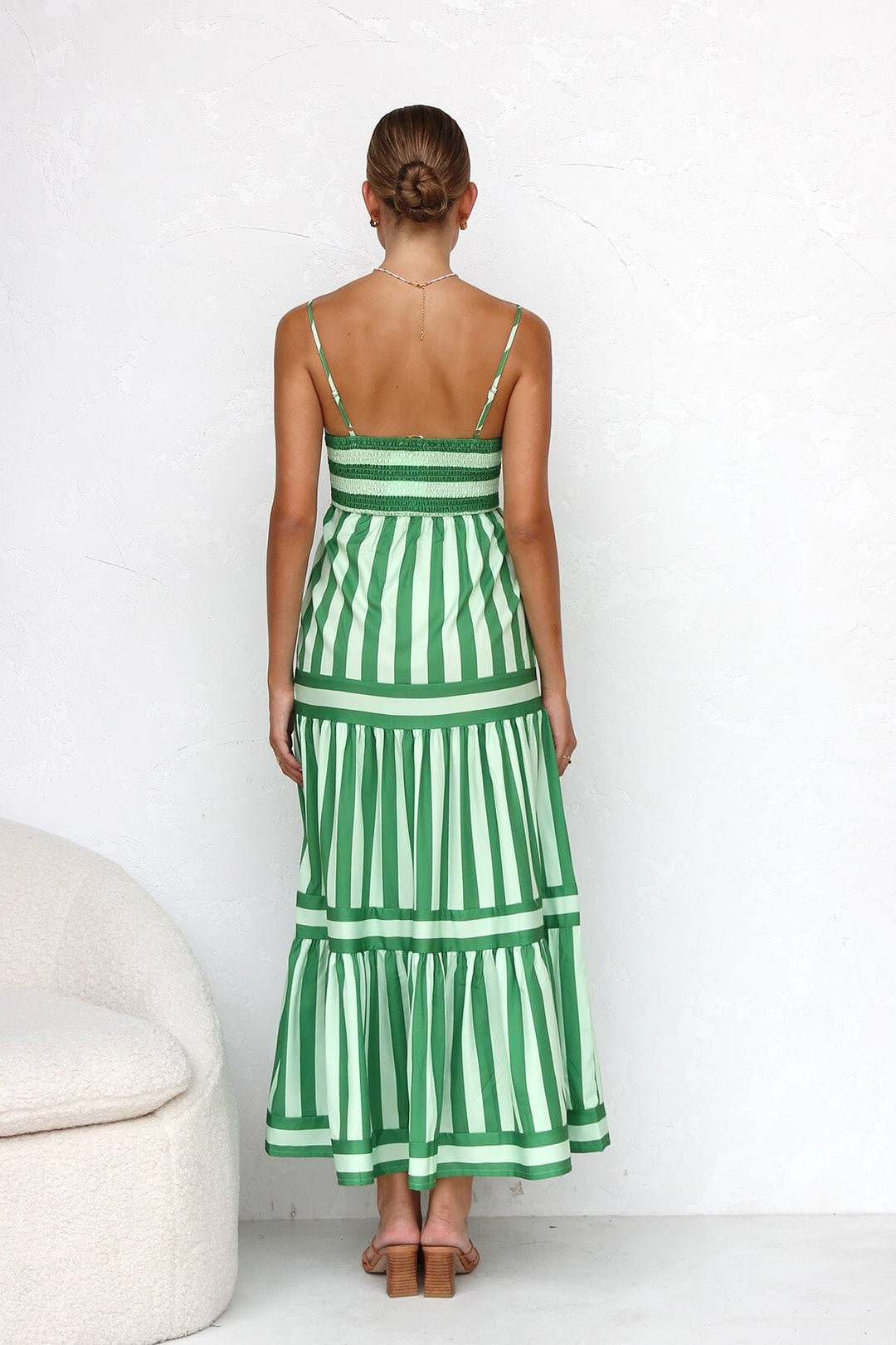 Laina Groene Gestreepte Maxi Jurk Maxi Dresses JURKJESBOETIEK 