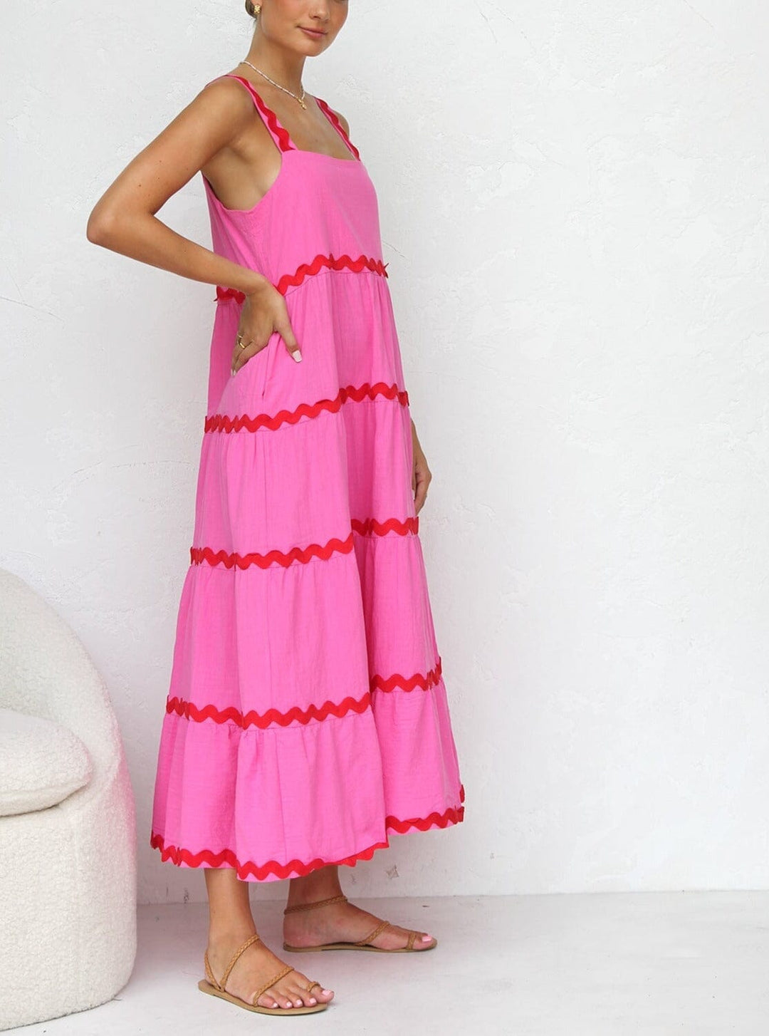 Inari Roze Midi Jurk Maxi Dresses JURKJESBOETIEK 