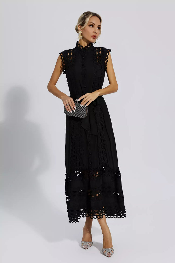 Erica Black Sleeveless Hollow Maxi Dress Dress DRESS/ATELIER 