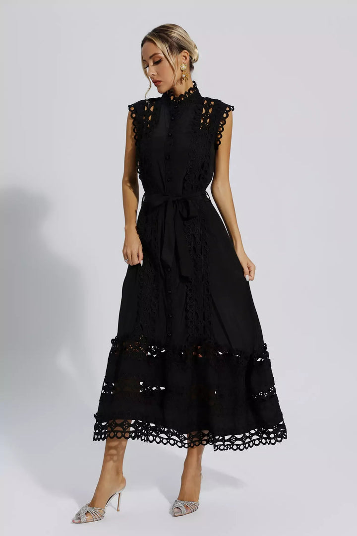 Erica Black Sleeveless Hollow Maxi Dress Dress DRESS/ATELIER 