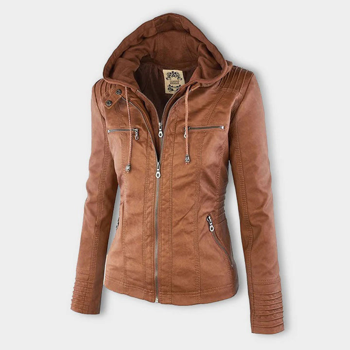 Olivia™ | Waterproof Women's Leather Jacket with Hood