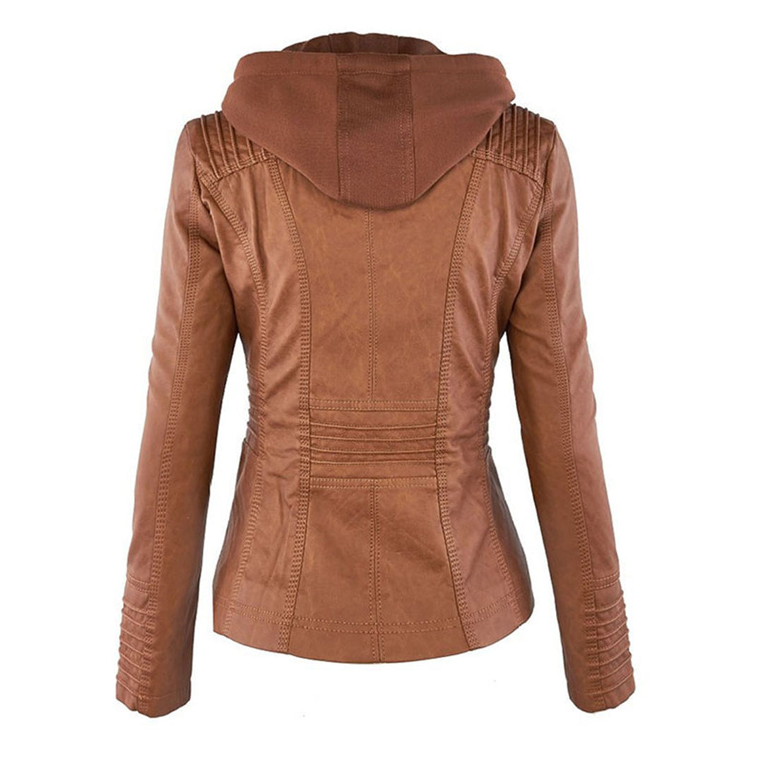 Olivia™ | Waterproof Women's Leather Jacket with Hood