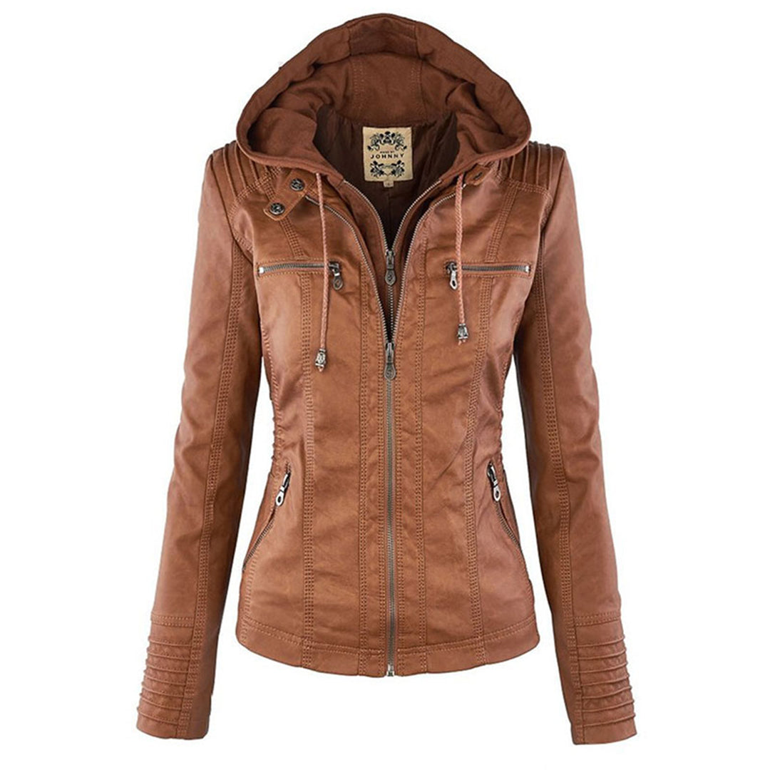 Olivia™ | Waterproof Women's Leather Jacket with Hood