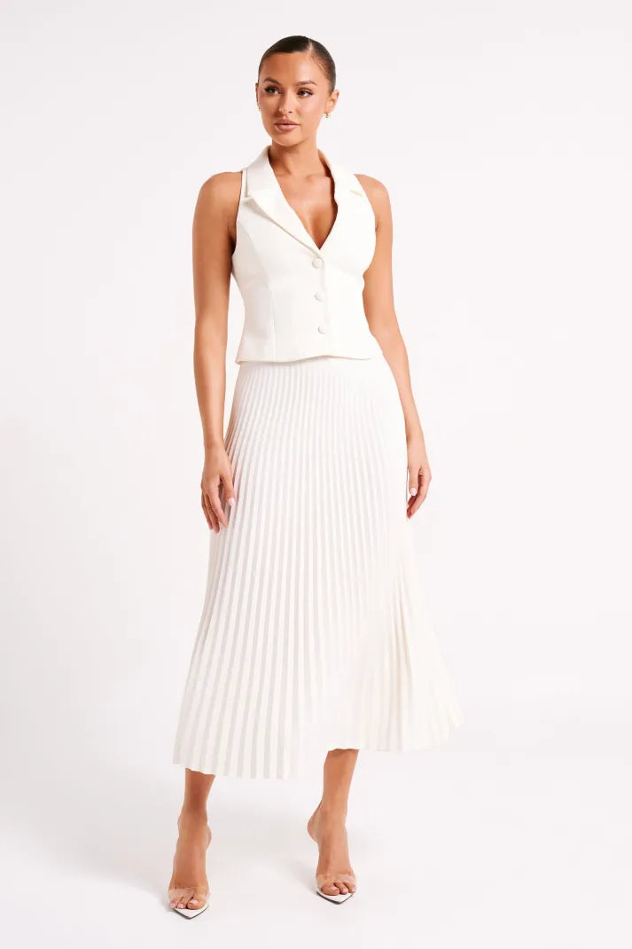 Jemma V-neck Pleated Skirt Set