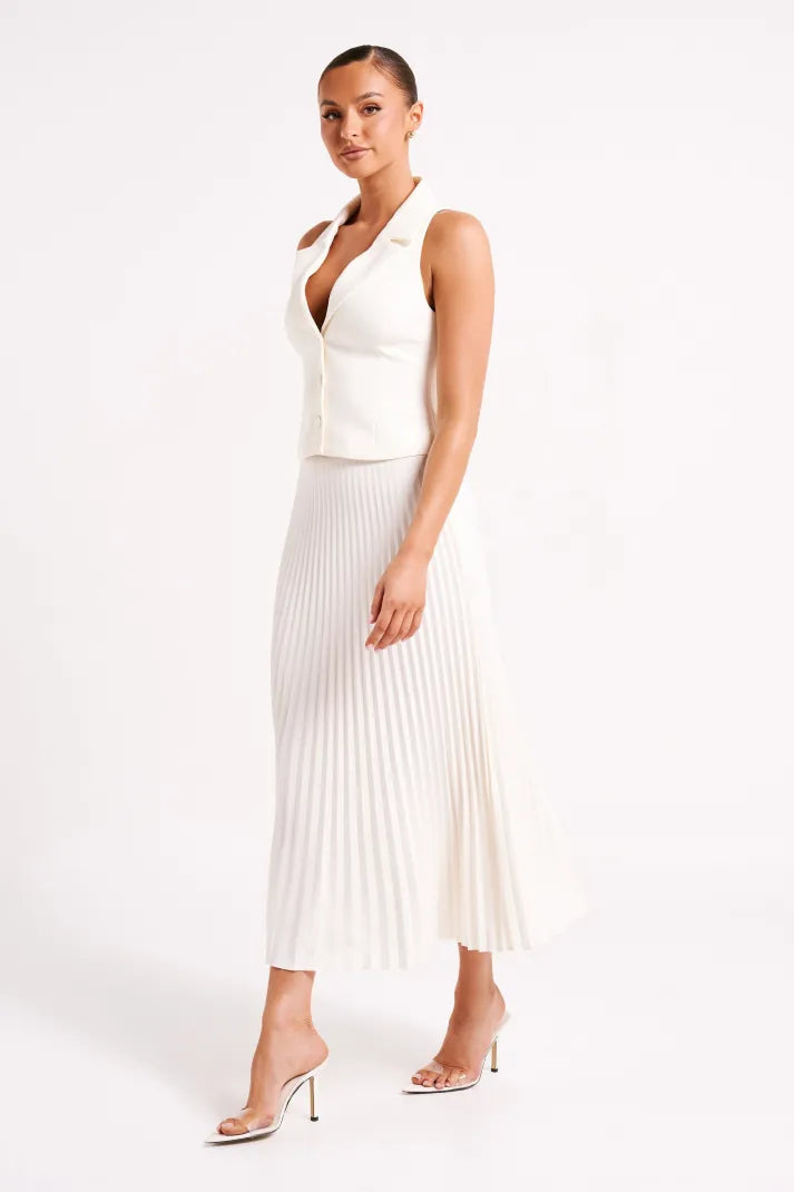 Jemma V-neck Pleated Skirt Set