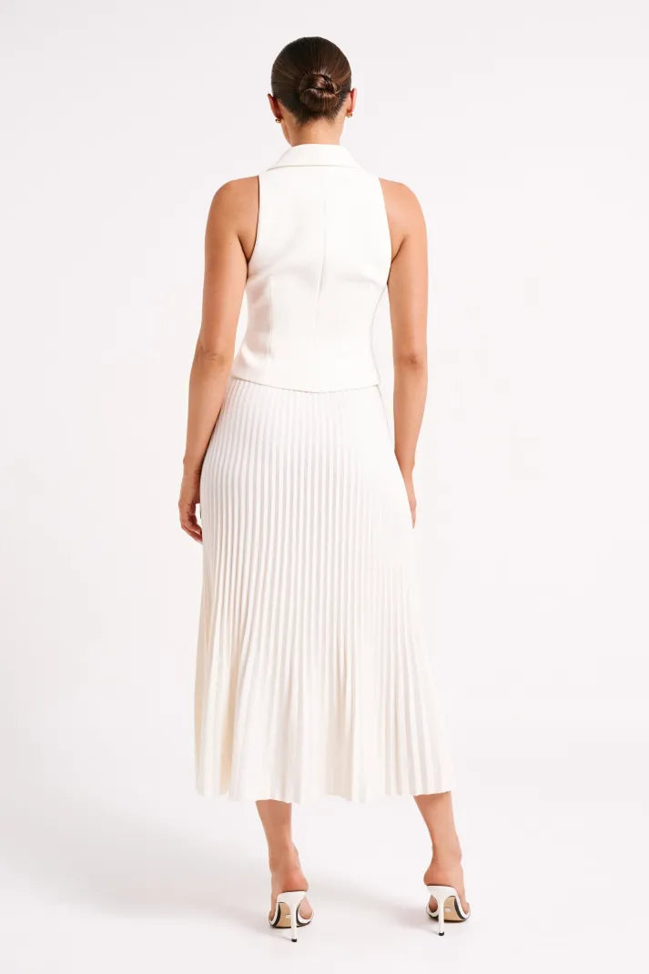 Jemma V-neck Pleated Skirt Set