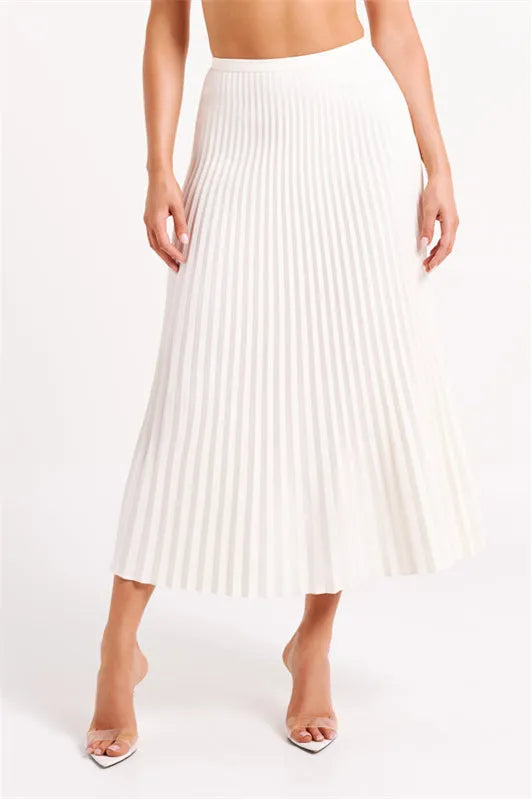 Jemma V-neck Pleated Skirt Set