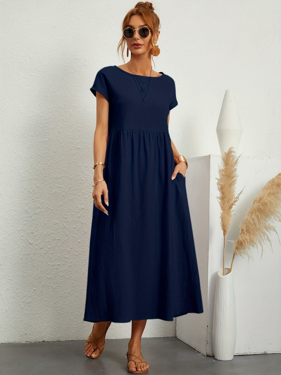 Celeste Elegant Casual Dress SOPHIE/CLAIRE Navy Blue S 