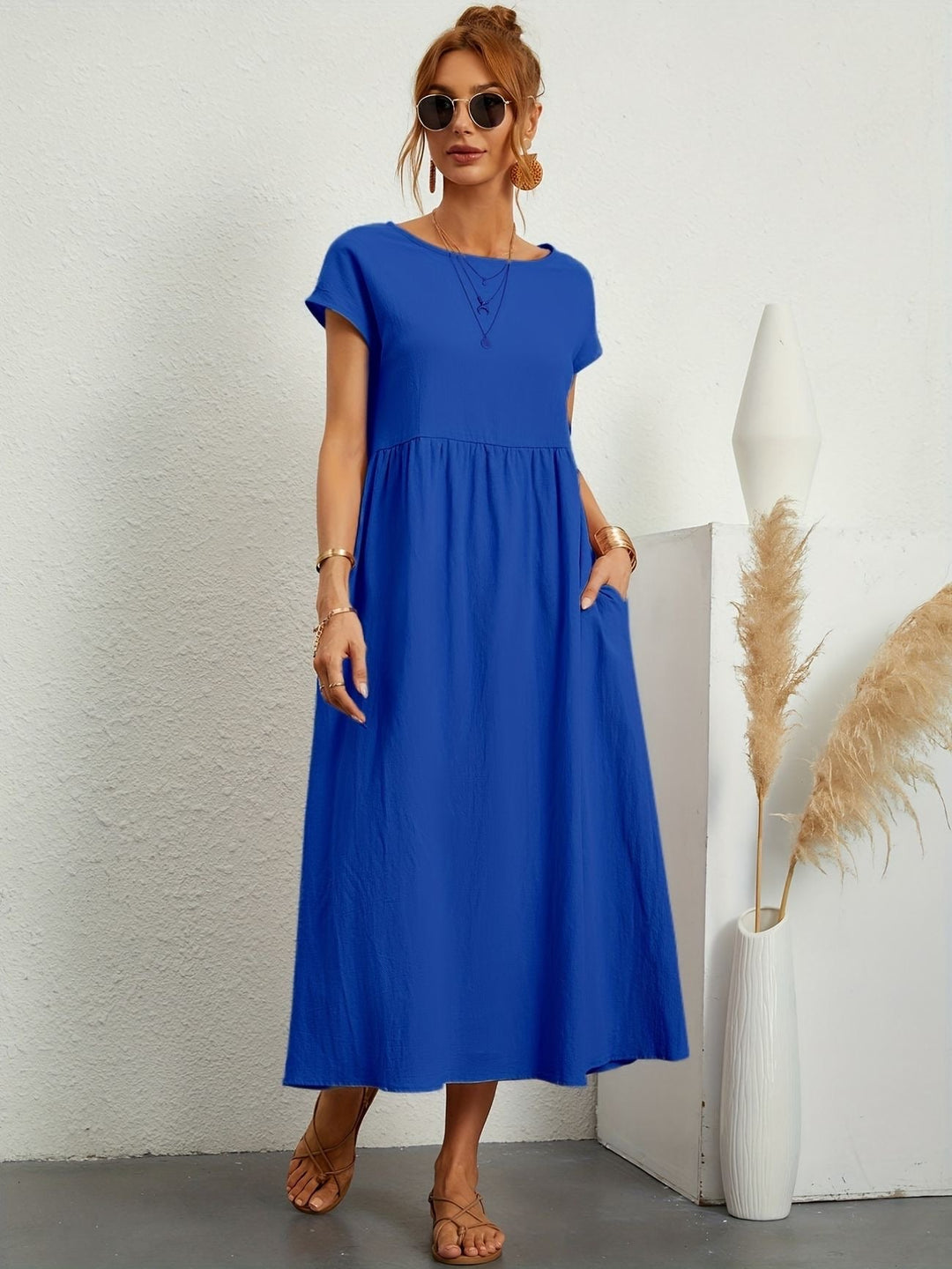 Celeste Elegant Casual Dress SOPHIE/CLAIRE Blue S 