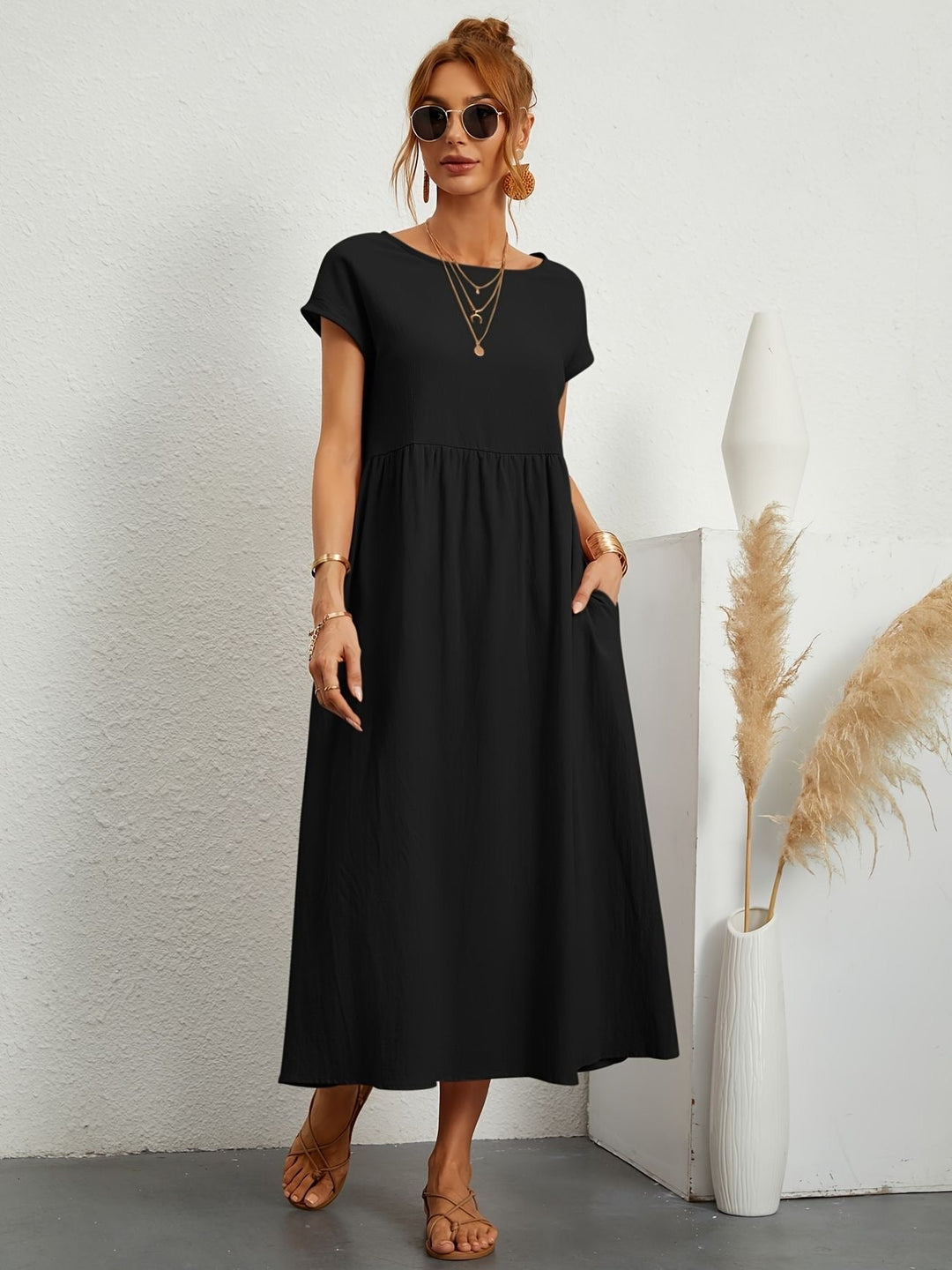 Celeste Elegant Casual Dress SOPHIE/CLAIRE Black S 