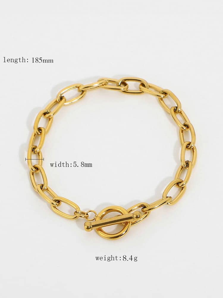 Rectangular Link T-Bar Bracelet - Gold Bracelets DRESS/ATELIER 