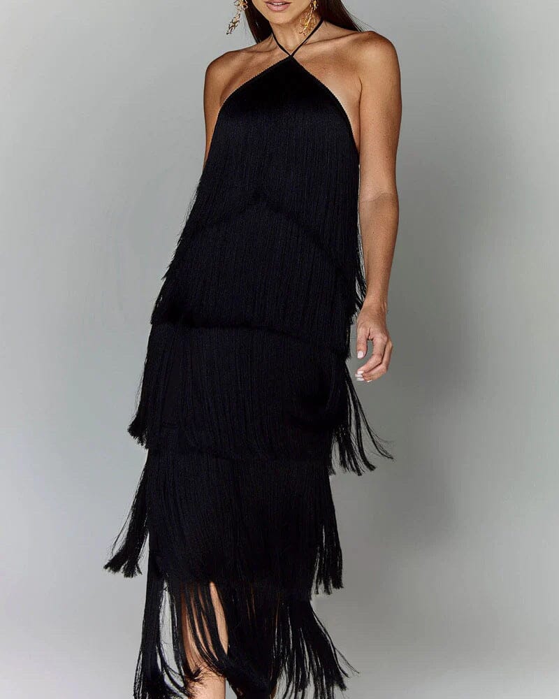 Eva Dress with Tassels DRESS/ATELIER Black S 