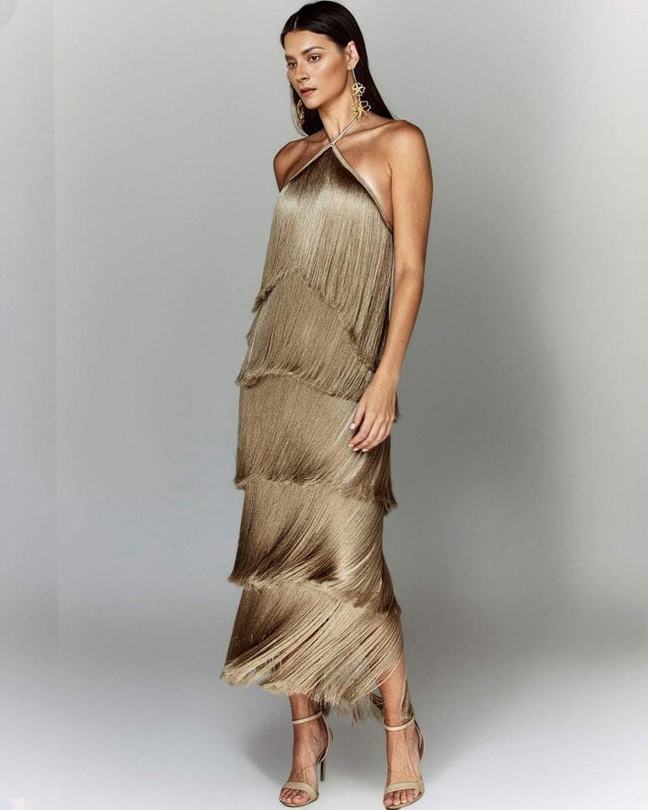 Eva Dress with Tassels DRESS/ATELIER Brown S 