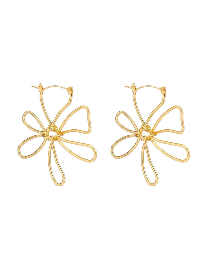 Fashionable Metal Glossy Large Flower Earrings Earrings DRESS/ATELIER 