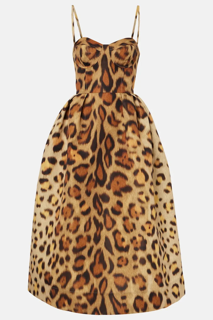 Alexa Animal-Print Bustier Midi Dress