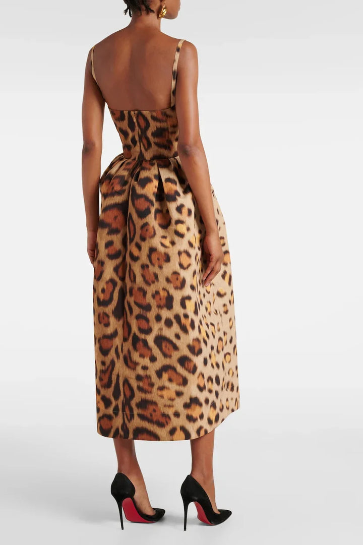 Alexa Animal-Print Bustier Midi Dress