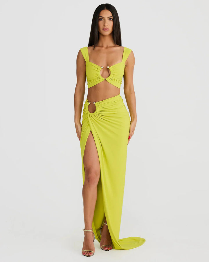 Alarice Cut-Out Maxi Skirt Set Girls night out SOPHIE/CLAIRE Yellow Green S 