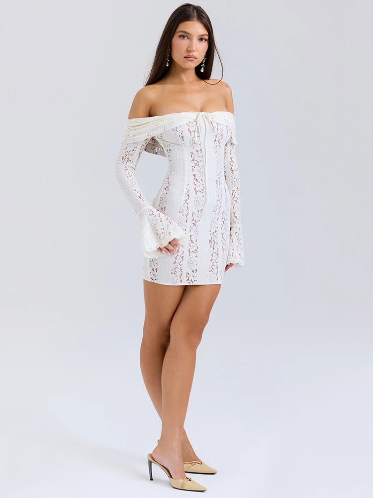 Ella Off The Shoulder Sexy Lace Mini Dress SOPHIE/CLAIRE 