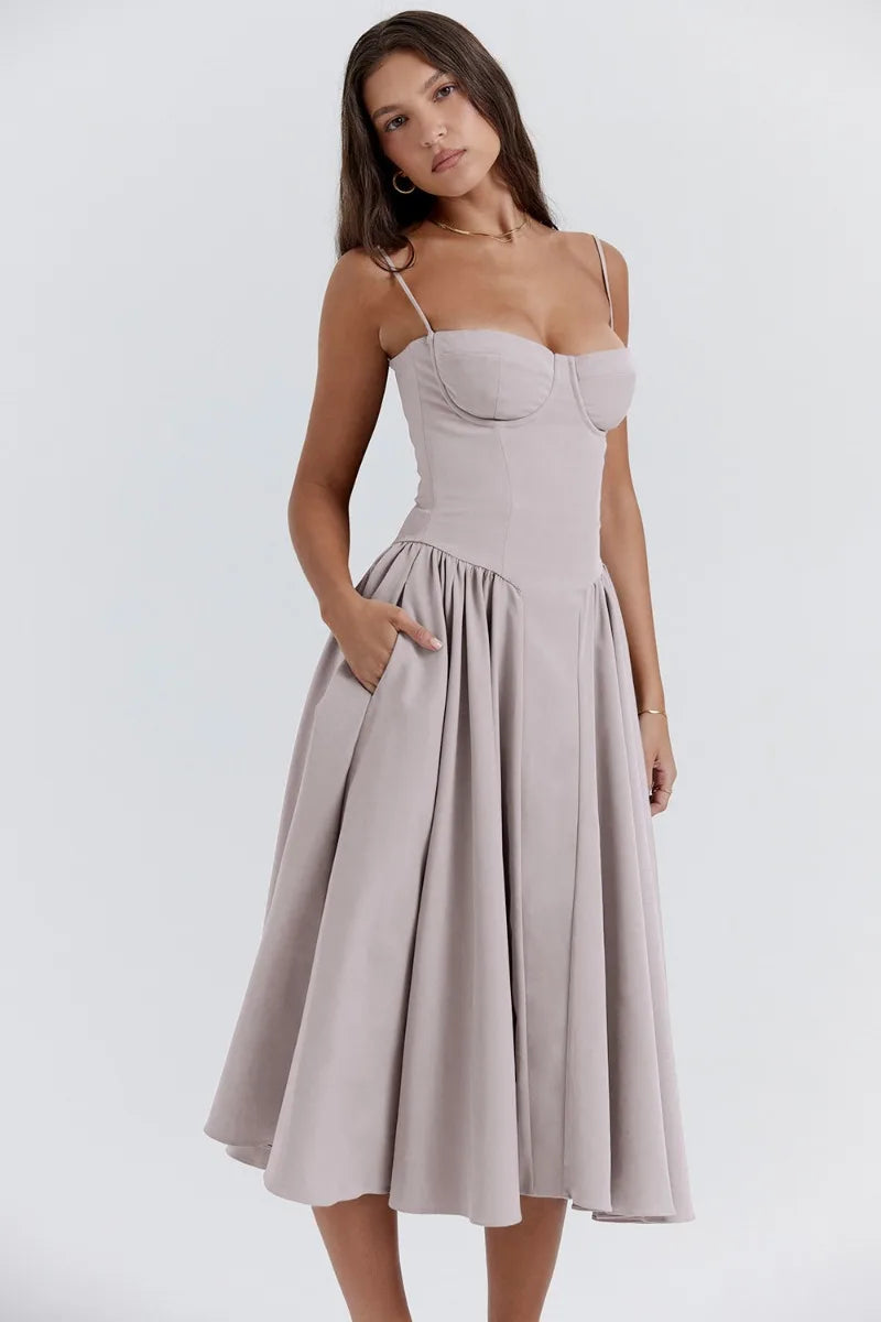 Eda Sleeveless Corset Midi Dress