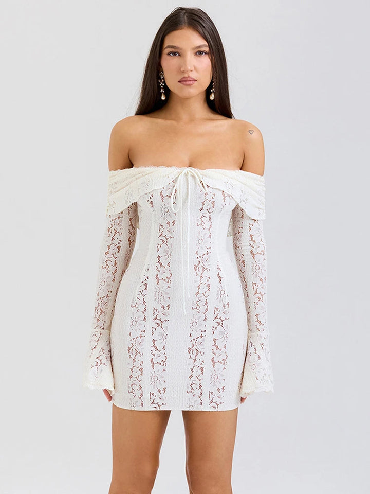 Ella Off The Shoulder Sexy Lace Mini Dress SOPHIE/CLAIRE 