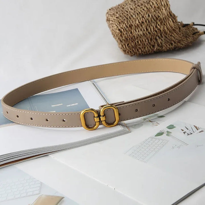 BRITT™ | Dubbel-O Leren Riem MyGirlClub. Beige 103cm 