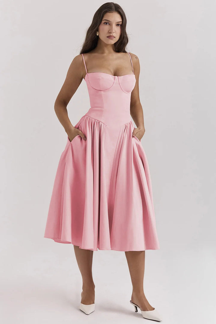 Eda Sleeveless Corset Midi Dress