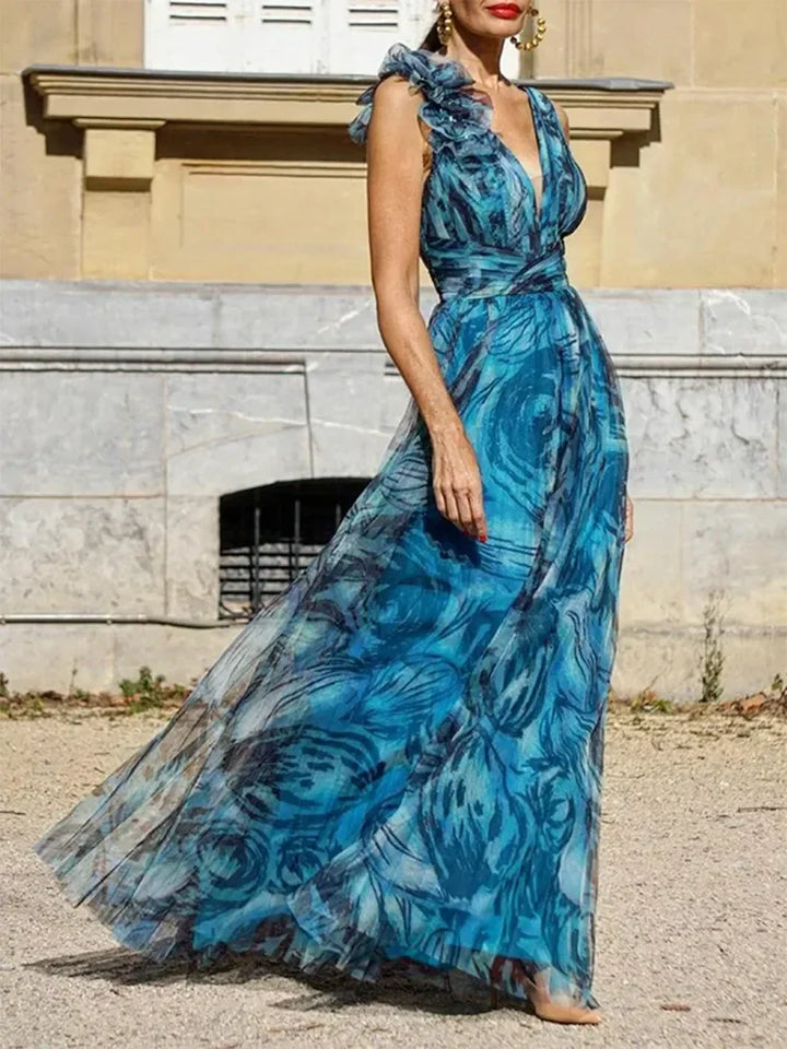 Elena Peacock Blue Maxi Dress