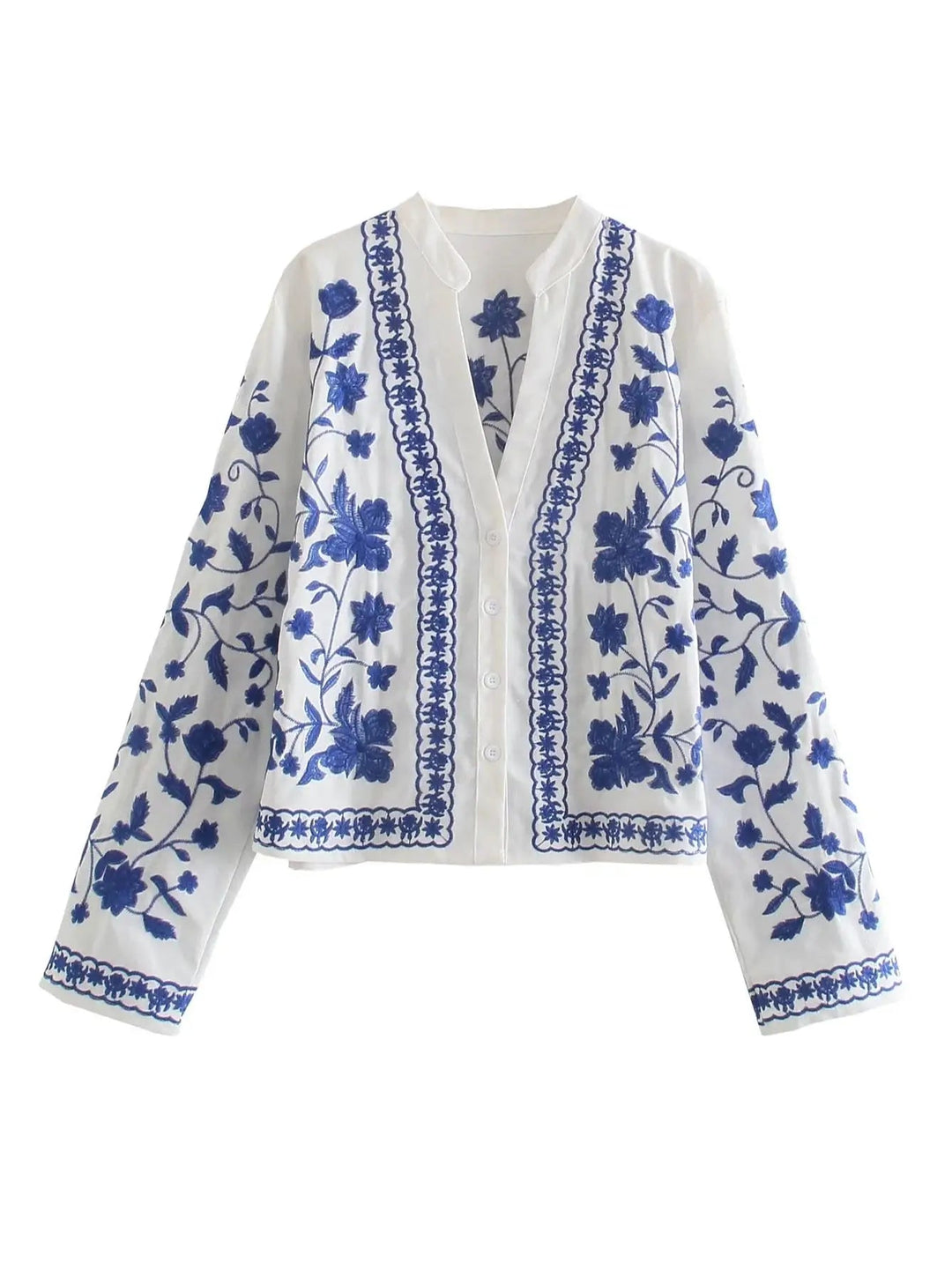 NOVA™ | Blauw Geborduurde Blouse MyGirlClub. 