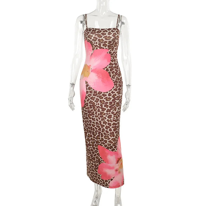 Mavie Maxi Sexy Floral and Leopard Print Dress DRESS/ATELIER Leopard Print S 