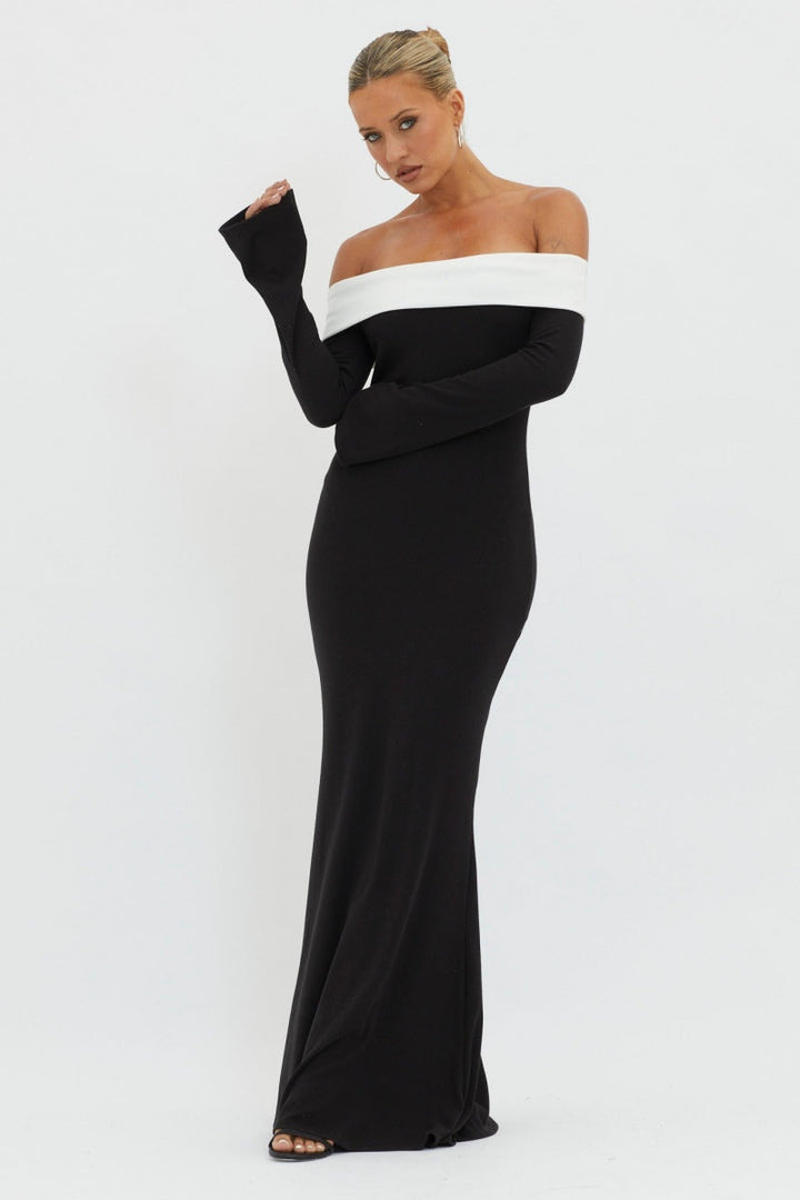 Aera Off-shoulder Maxi Knit Dress