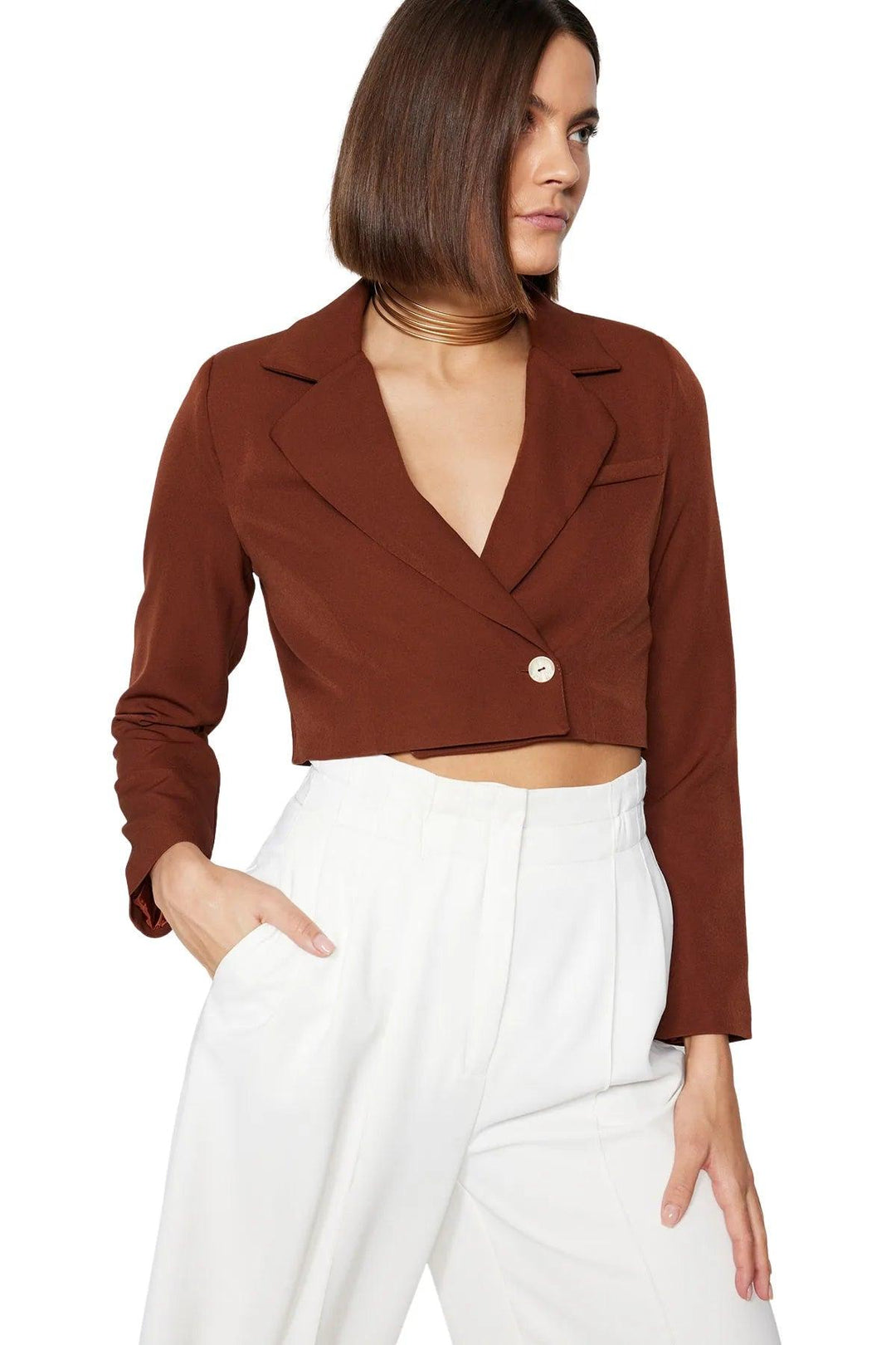 ISABELLA™ | Cropped Blazer MyGirlClub. Bruin 32 