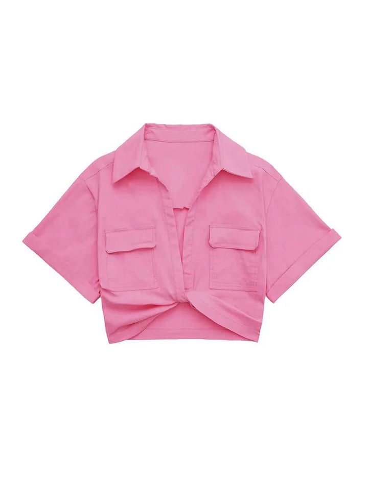 NOVA™ | Elegante Gecropped Blousje MyGirlClub. Roze XS 