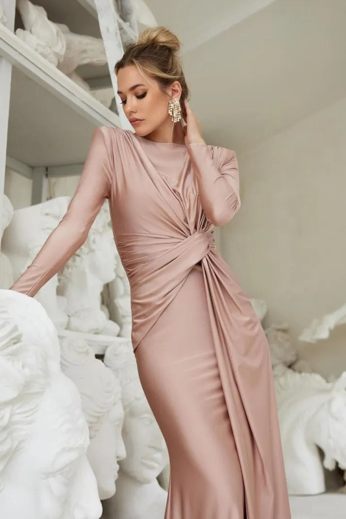 Michaela Long Sleeve Twist Front Maxi Dress