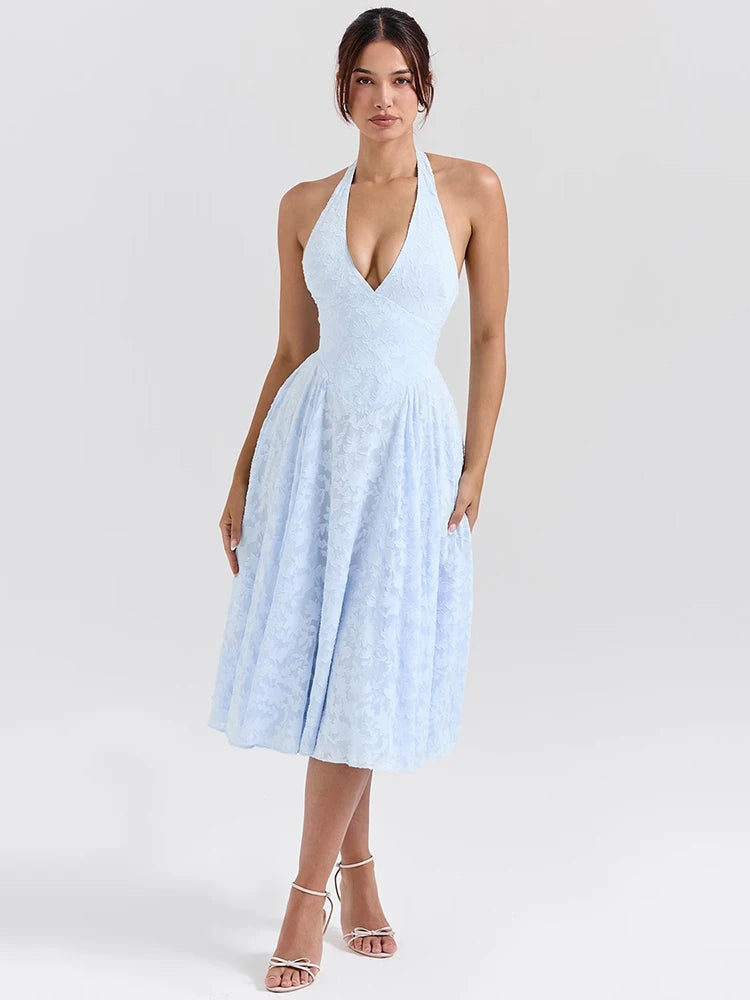 Ariana Women's Deep V-neck Dress SOPHIE/CLAIRE Blue XS 