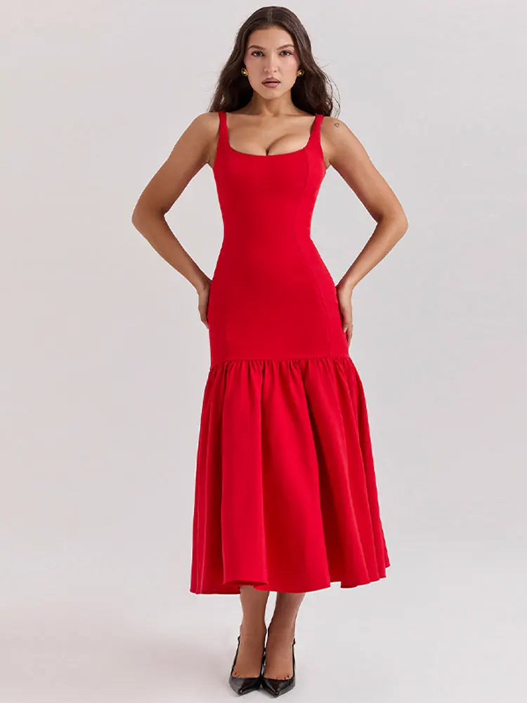 LARA™ | Elegante Jurk met Rokafwerking MyGirlClub. Rood L 