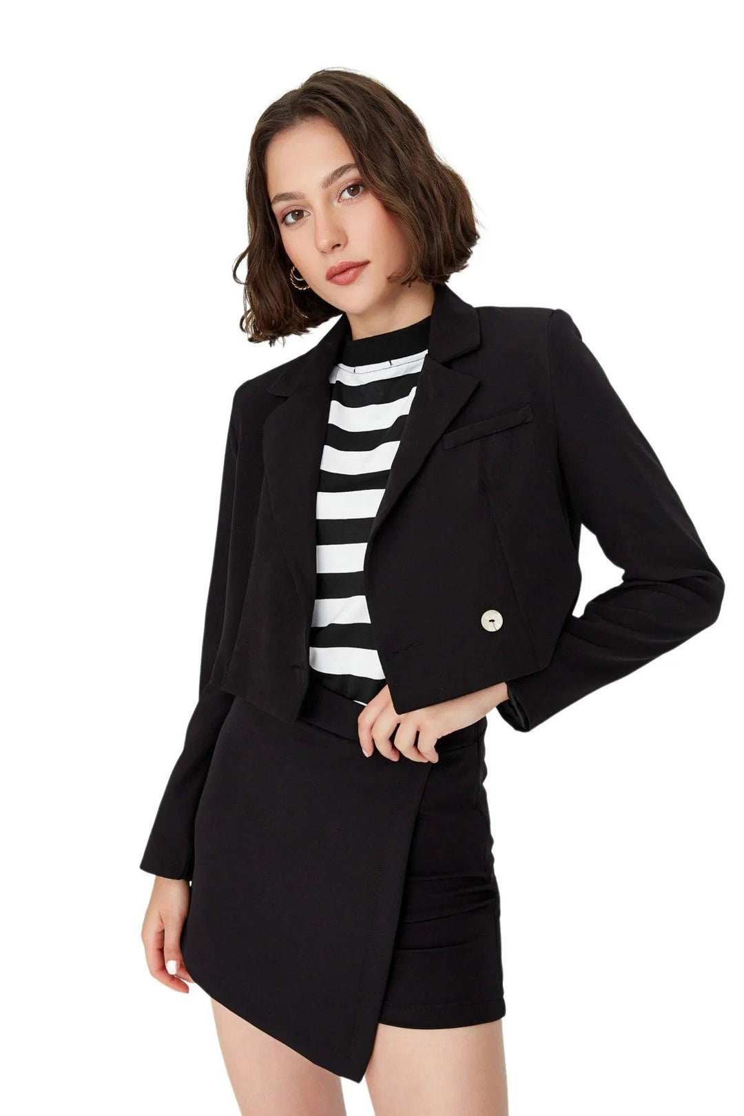 ISABELLA™ | Cropped Blazer MyGirlClub. Zwart 32 