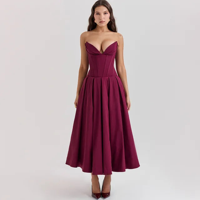 Ophelia Elegant Dress Wedding Guest DRESS/ATELIER Dark Red 4 - 6 (XS) 