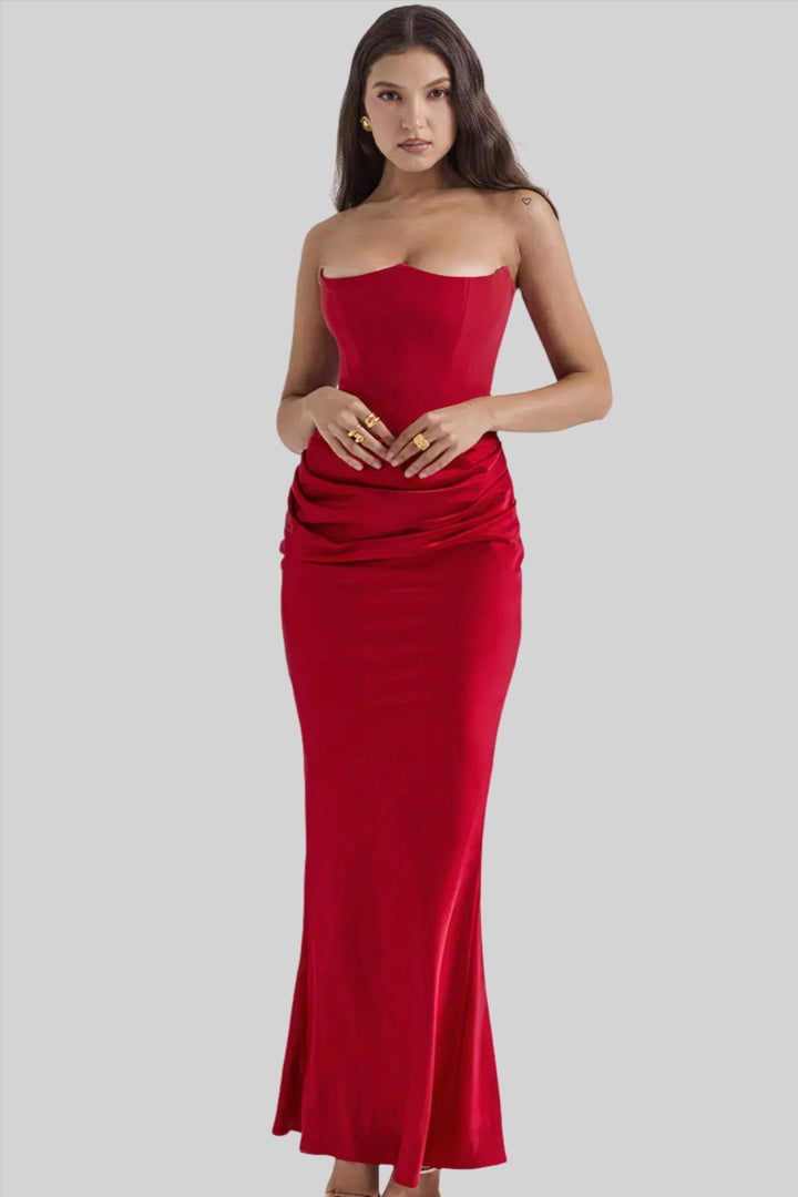 Chelsea Elegant Maxi Dress Wedding Guest SOPHIE/CLAIRE Red XS 