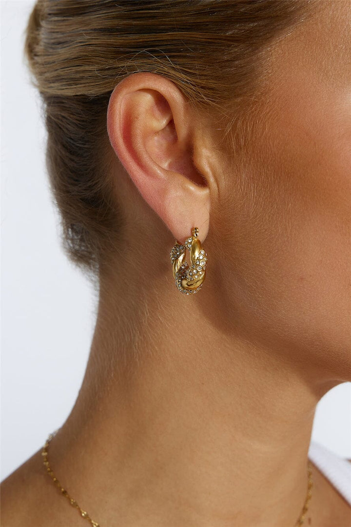 18k Gold Plated Crystal Lover Earrings Gold Earrings DRESS/ATELIER 