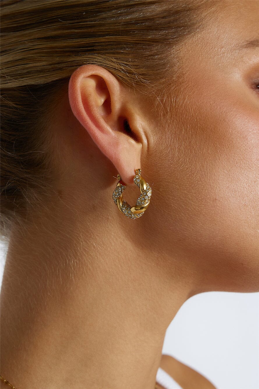 18k Gold Plated Crystal Lover Earrings Gold Earrings DRESS/ATELIER 