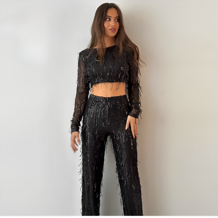 Emma Crop Top Trouser Set