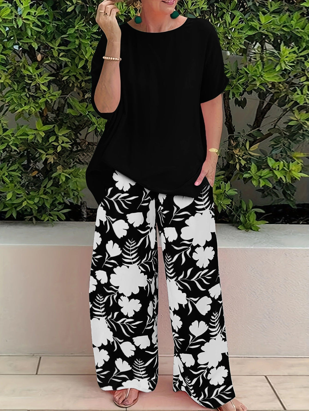 Bonnie ™ | Floral Wide-Leg Pants Set