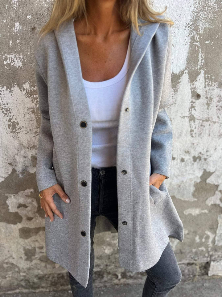 Kasey™ - Cardigan with Buttons and Hood OLIVIA'S Gray S 