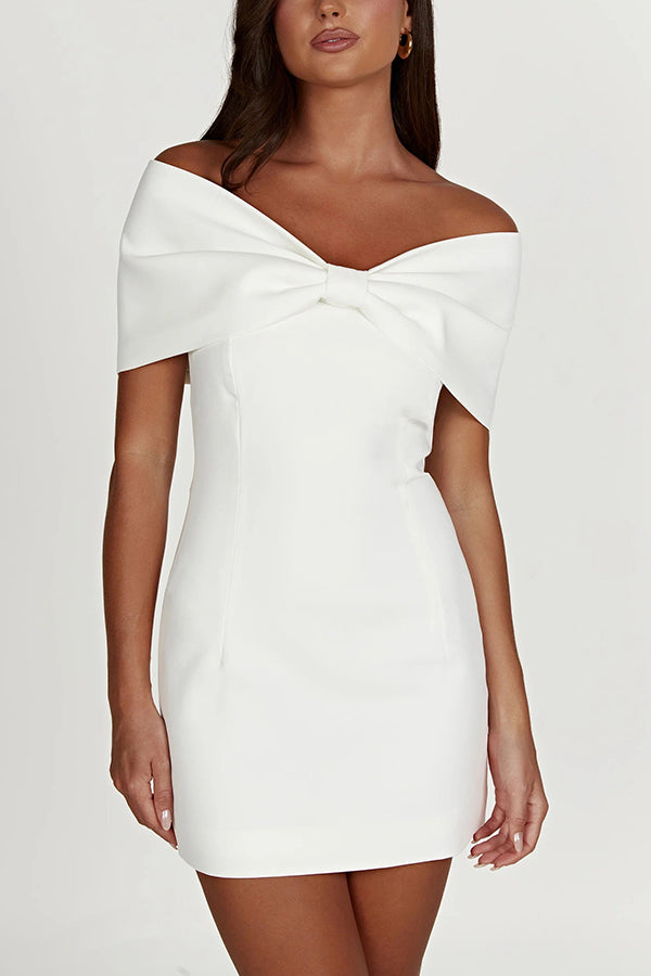 Maria Off Shoulder Bow Mini Dress