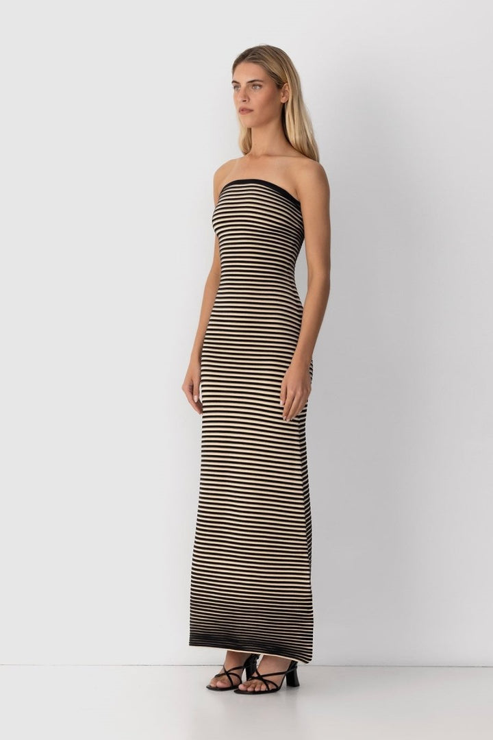 Adele Sleeveless Strip Knit Maxi Dress