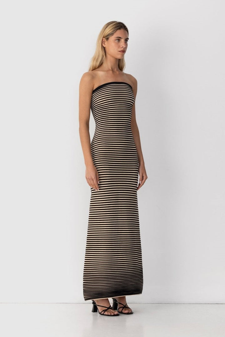 Adele Sleeveless Strip Knit Maxi Dress