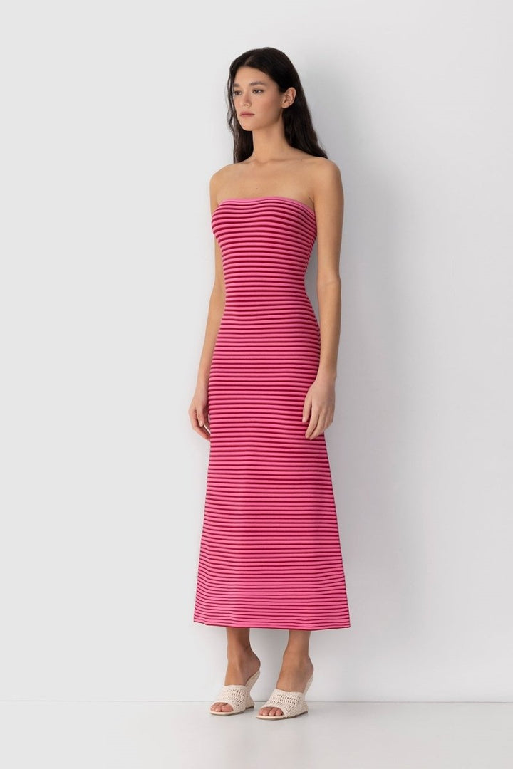 Adele Sleeveless Strip Knit Maxi Dress