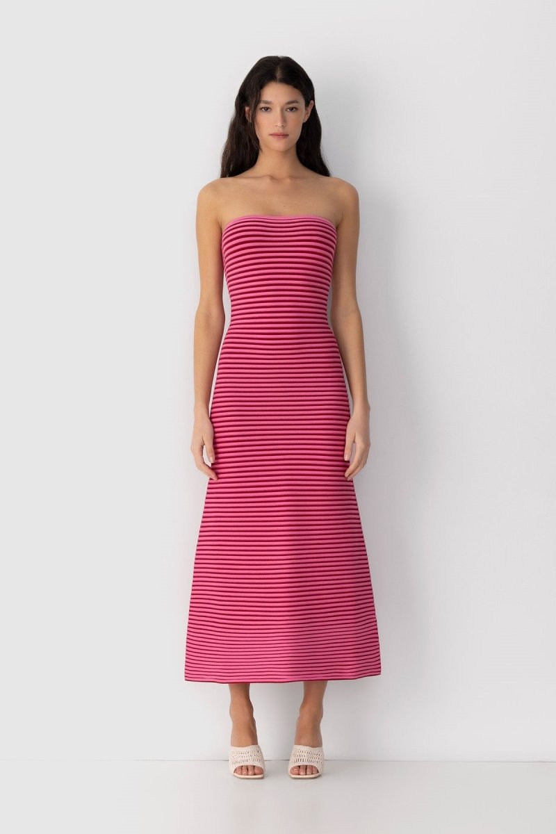 Adele Sleeveless Strip Knit Maxi Dress