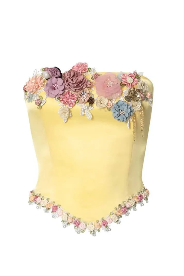 Leslie Beaded Florets Bustier