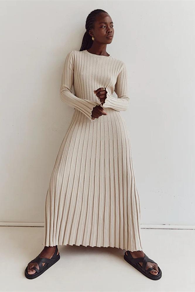 Anne Rib Flare Maxi Knit Dress